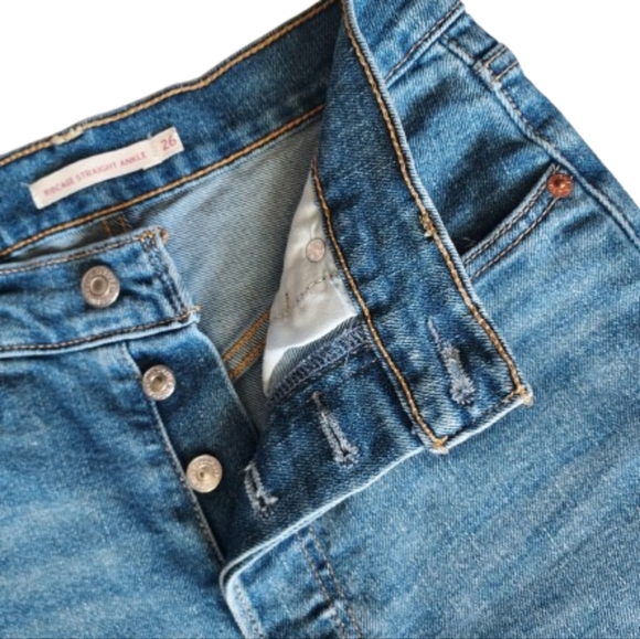 LEVI’S Ribcage Straight Denim Jeans 26 Button Fly High Rise - Picture 4 of 11